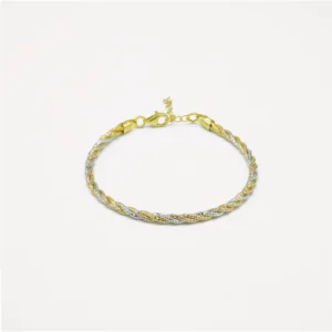 Rope Pattern Dual-Tone Silver Bracelet