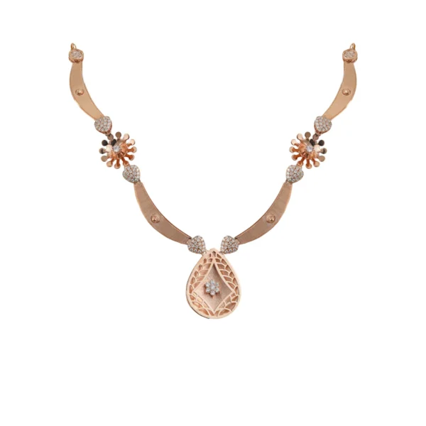 Silver Rose polish Necklace set