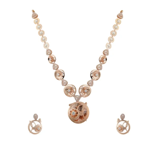 Silver Rose polish Necklace set