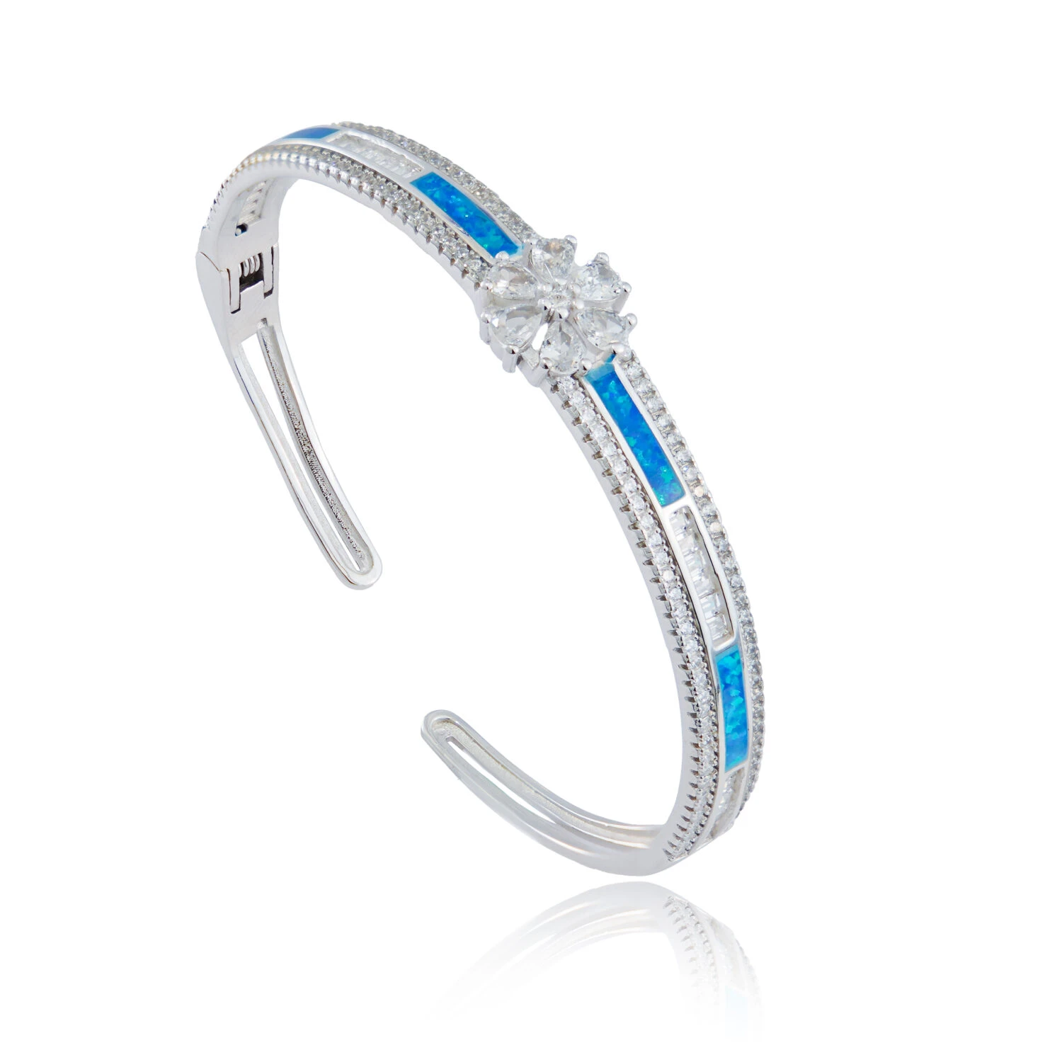 Silver Blue Flower Bracelet