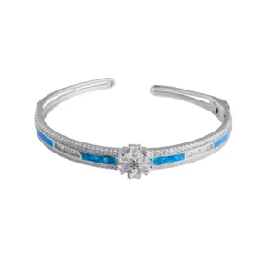 Silver Blue Flower Bracelet