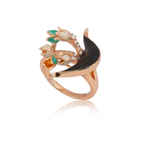 Floral Fantasy Crescent Bloom Ring in Rose Gold