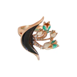 Floral Fantasy Crescent Bloom Ring in Rose Gold - 1