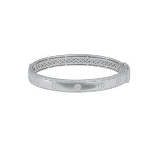 Sterling Silver Kada with Screw Motif & Diamond-Cut Borders