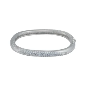 Contemporary Sterling Silver Kada with Pave Sparkle Finish - 1
